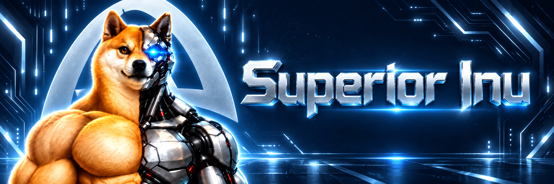 Superior Inu banner, chrome wordmark beside the split chassis